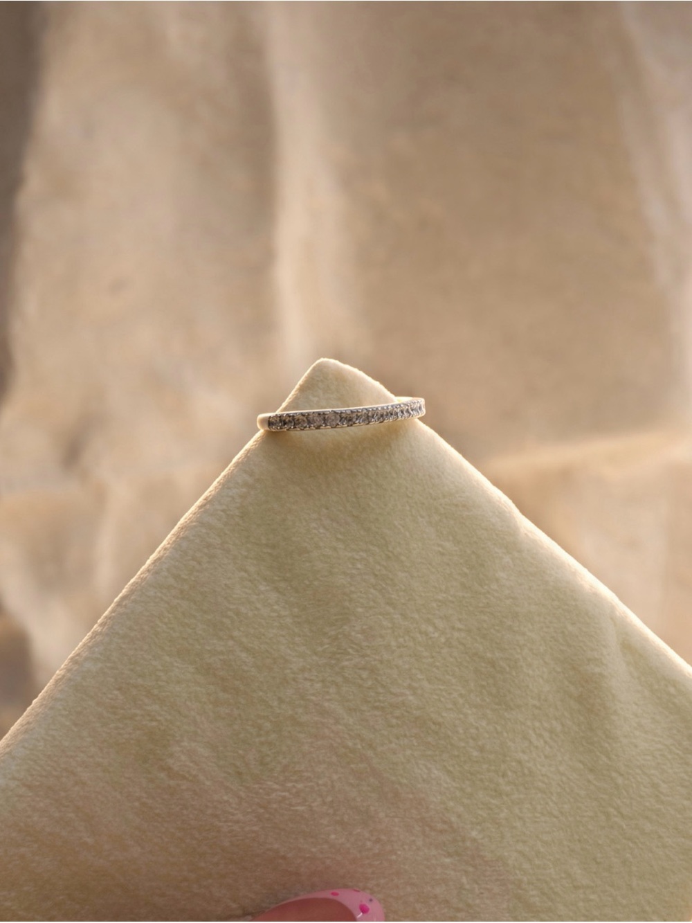 Delicate Silver Pavé Eternity Band - Women Jewelry